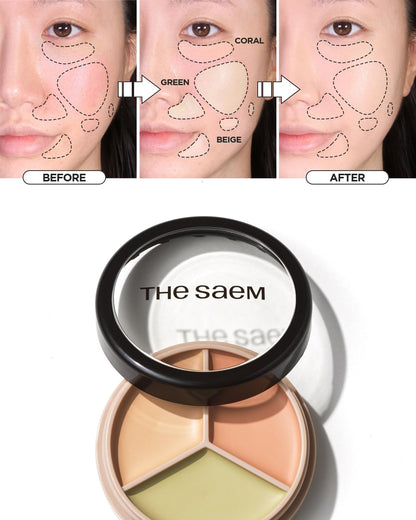 [THE SAEM] Cover Perfection Triple Pot Concealer 01. Correct Beige